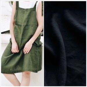 Linenfox Black Linen Pinafore Dress – XS🖤